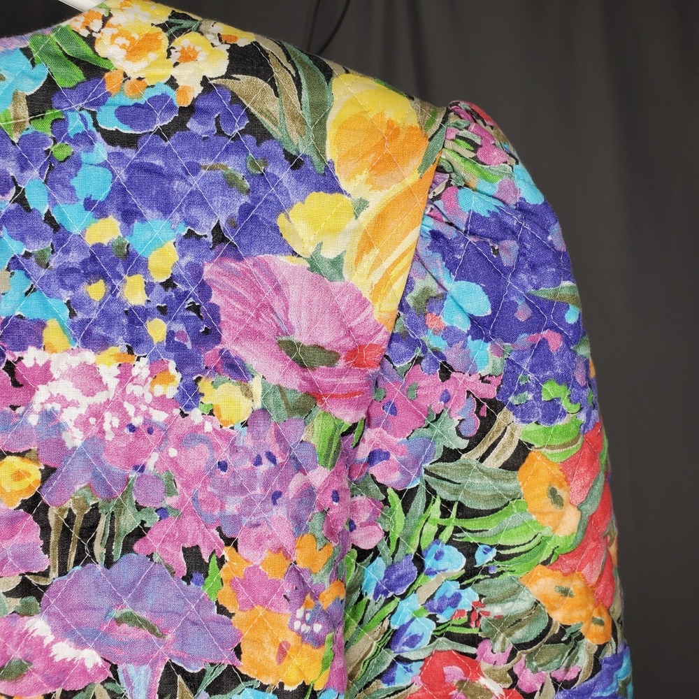 Jeffrey Dara Linda Hutton Quilted Floral Crop Blazer 9/10 Country Cottagecore 90 - Picture 4 of 14